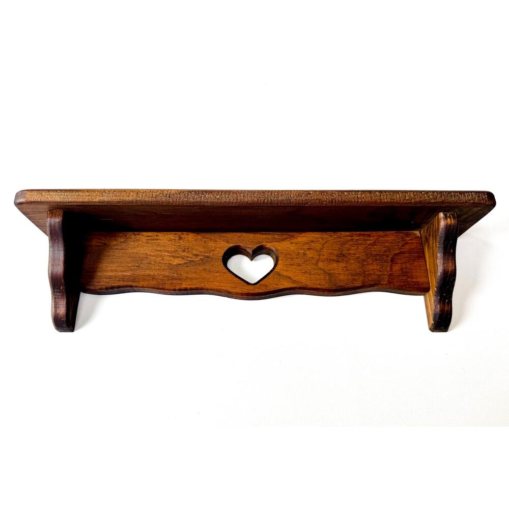 Vintage Wooden Wall Shelf with Heart Cutout